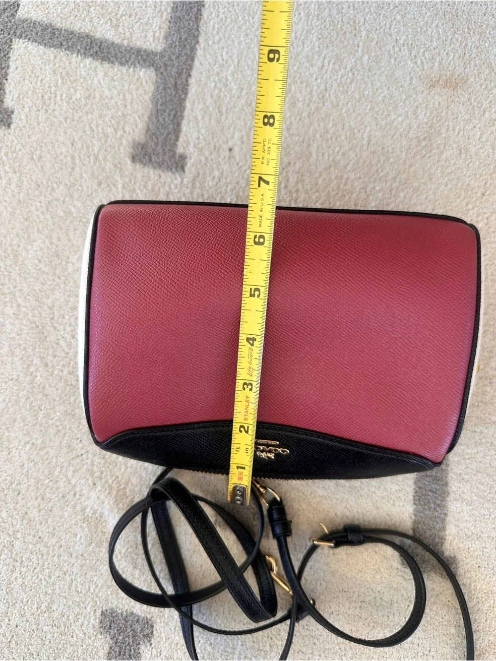 COACH Pink and Black Leather Crossbody with Gold Logo